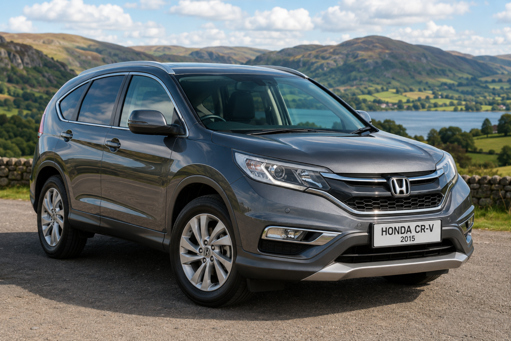 2015 Honda CR-V parked in the British countryside, recommended by DriveAndTech as the best used SUV under £10,000 in the UK.