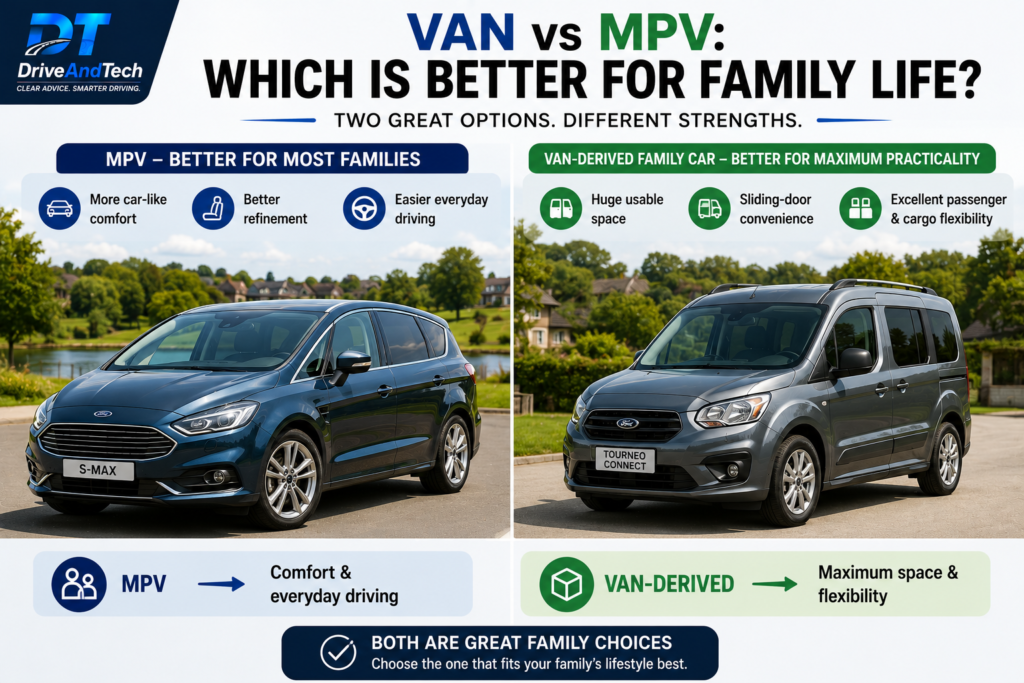Ford S-Max MPV and Ford Tourneo Connect compared for family comfort, space and practicality