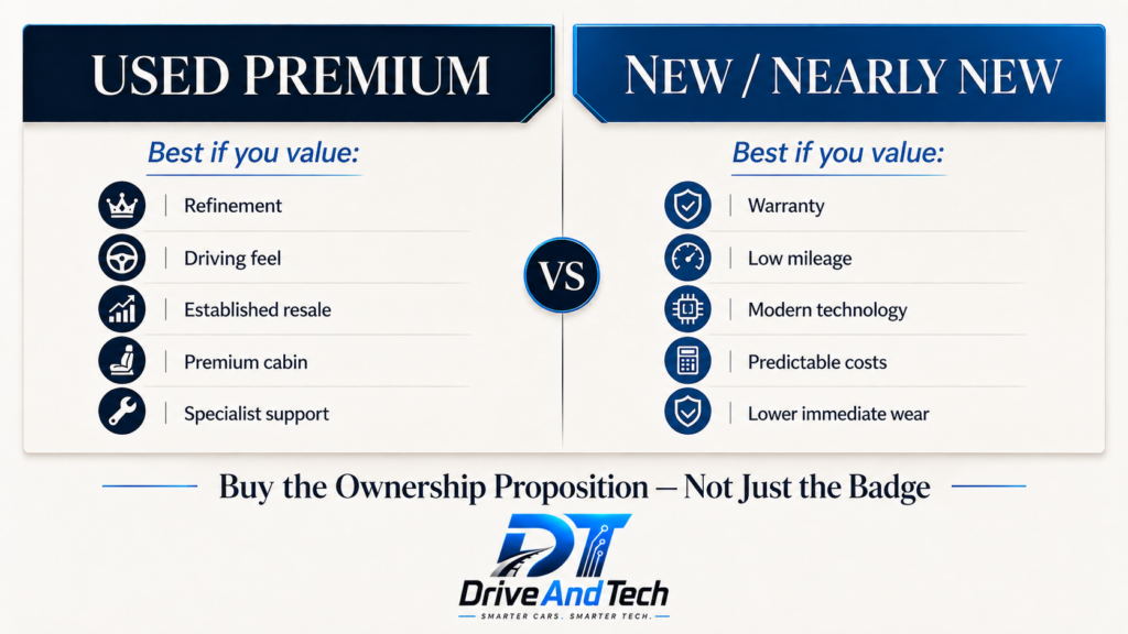 Used premium car vs new car decision guide UK